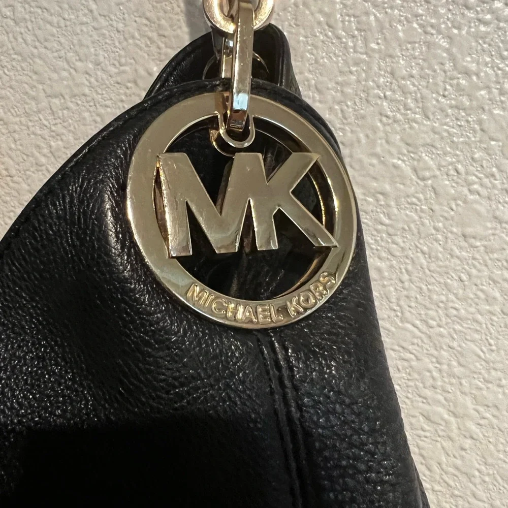 MICHAEL KORS Fulton Hobo Black Leather‎ Shoulder Bag